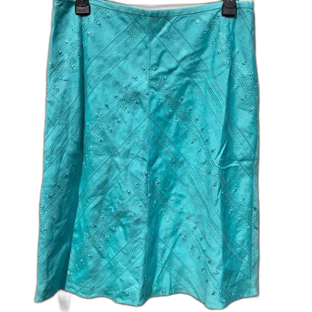 Ann Taylor Taylor lined linen skirt color aqua